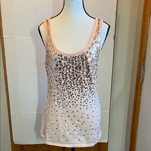 Charlotte Russe Light Peach Sequin Racer back Tank Top